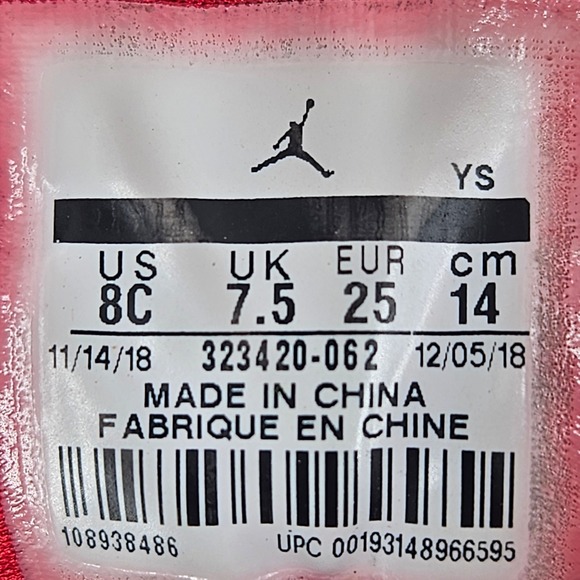 Jordan 6 Rings Black Red Toddler Shoes Size 8C Sneakers Athletic‎ Hook Loop - Picture 2 of 8